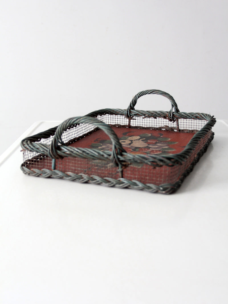 antique hand-painted wood tray