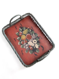 antique hand-painted wood tray