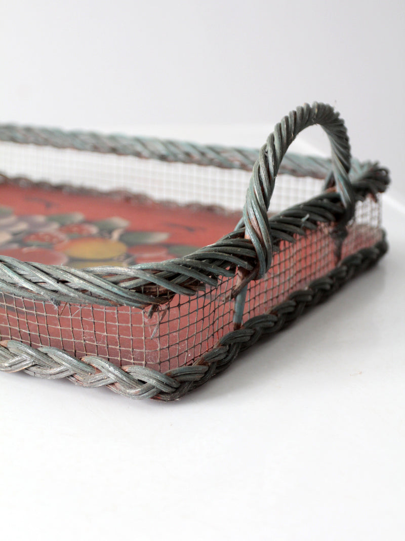 antique hand-painted wood tray