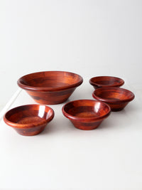 mid-century wood serving bowl set