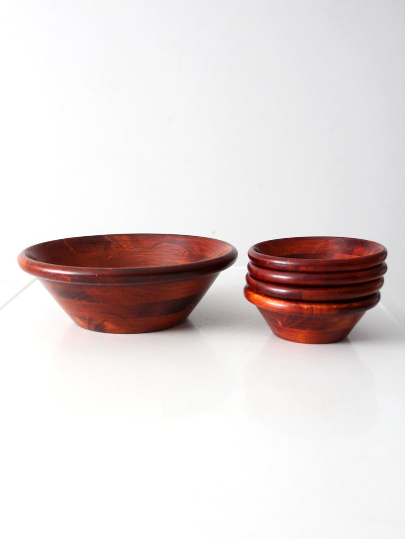 mid-century wood serving bowl set