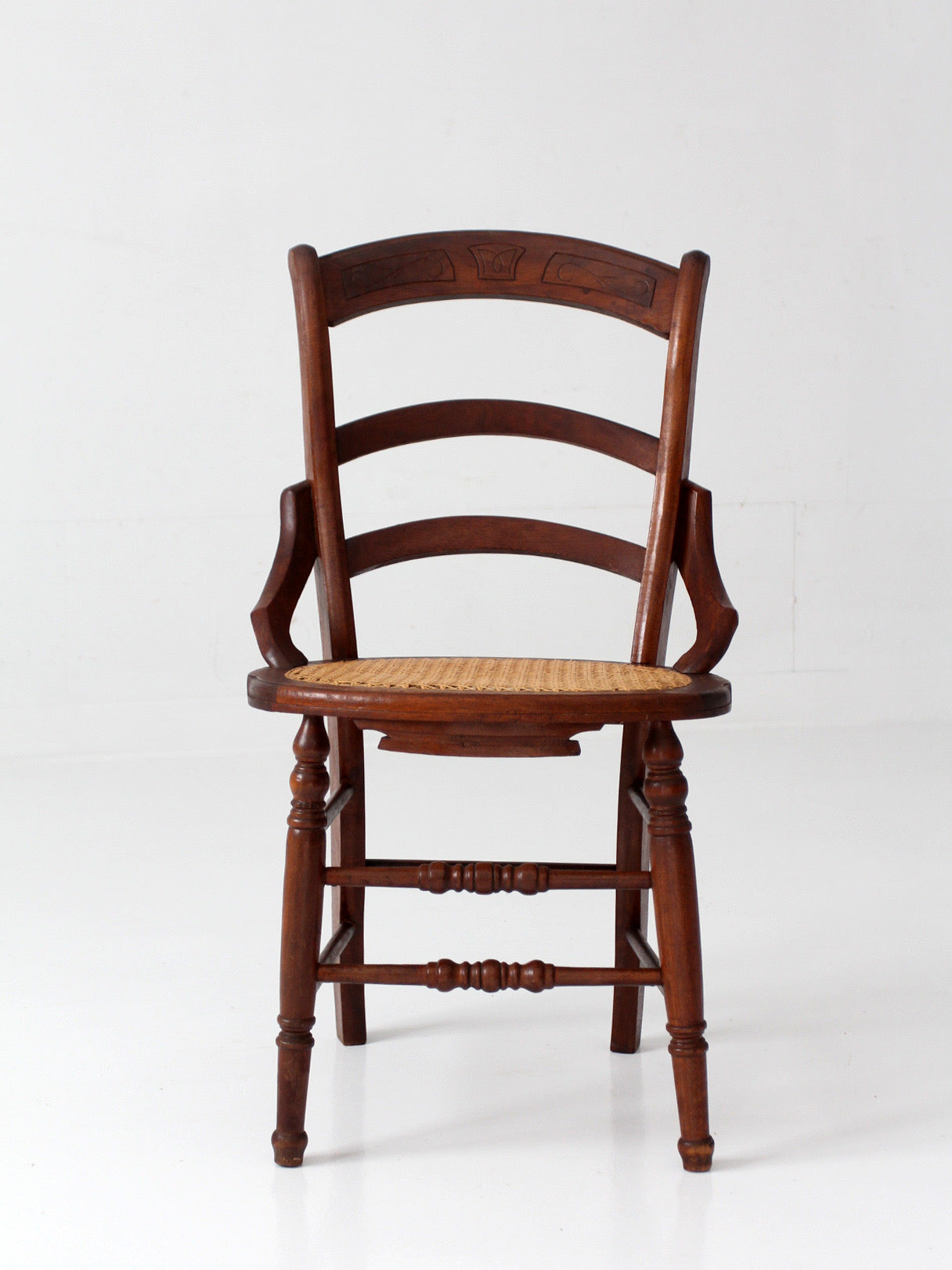 antique American Eastlake style cane seat chair