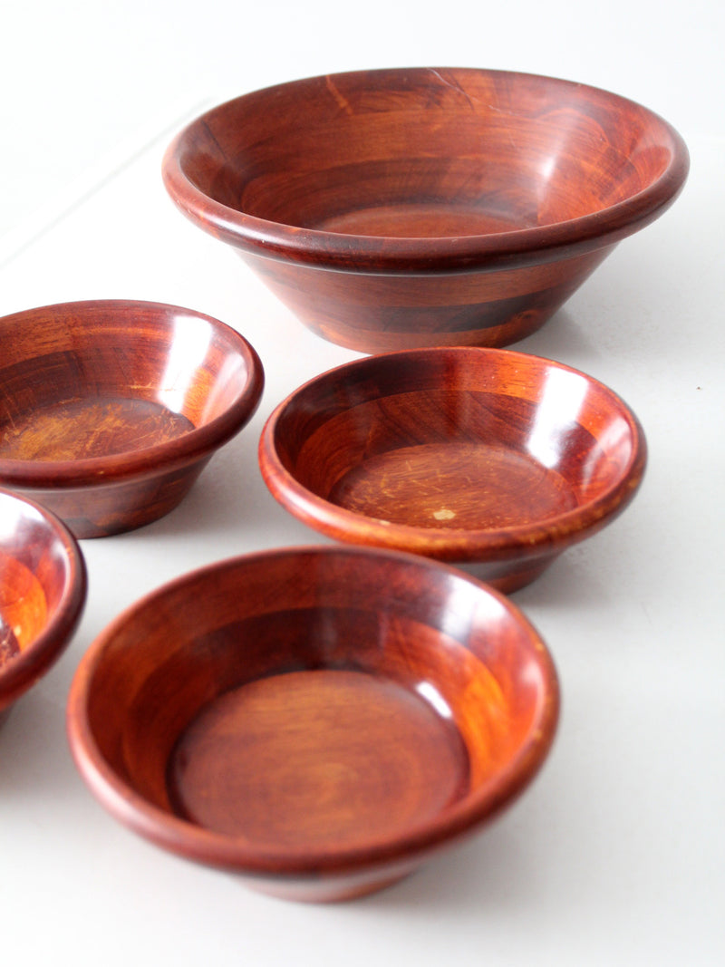 mid-century wood serving bowl set