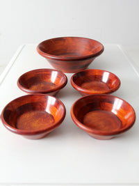 mid-century wood serving bowl set