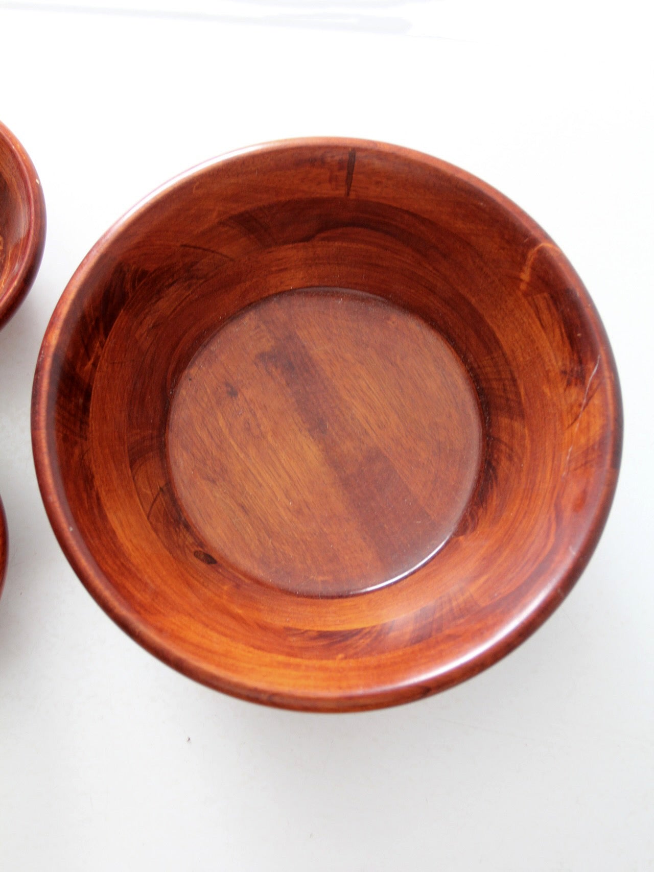 mid-century wood serving bowl set