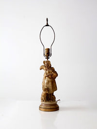 vintage pastoral figurative gilt table lamp
