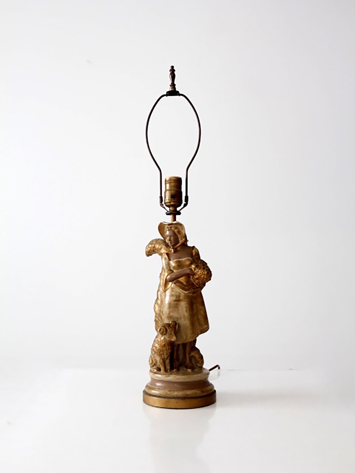 vintage pastoral figurative gilt table lamp