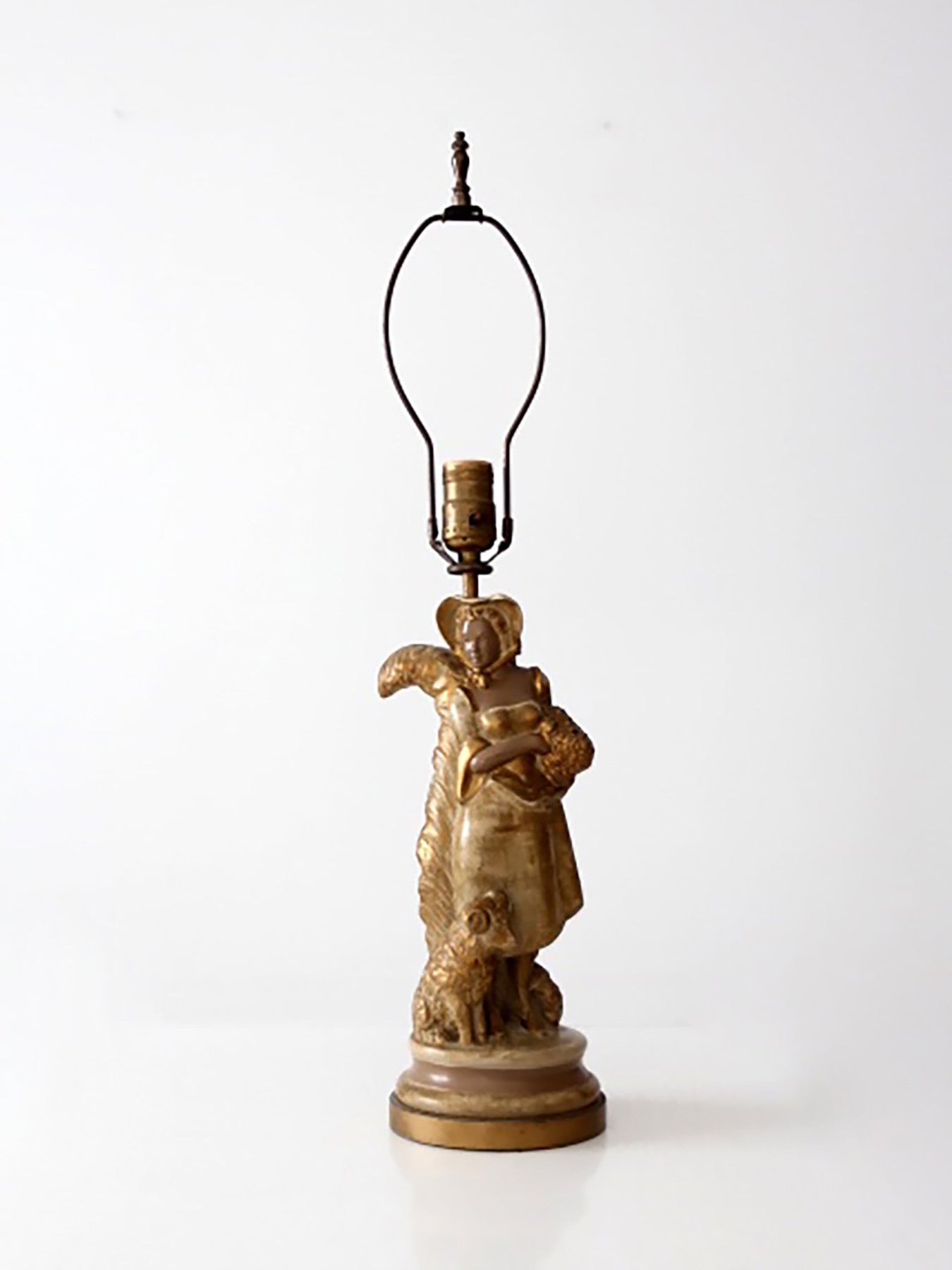 vintage pastoral figurative gilt table lamp