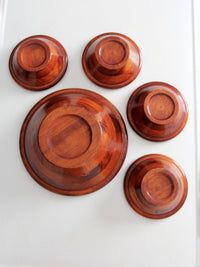 mid-century wood serving bowl set