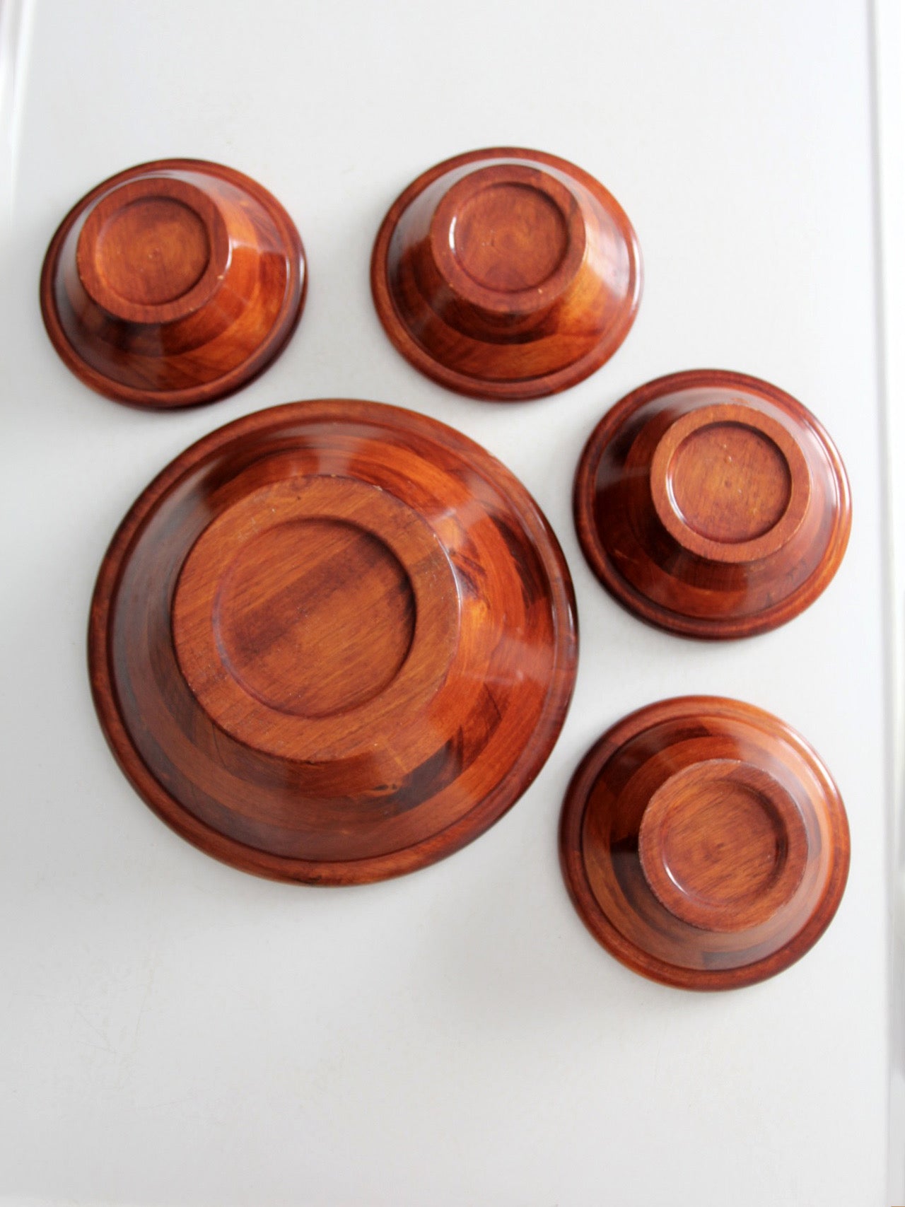 mid-century wood serving bowl set