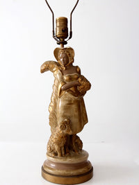 vintage pastoral figurative gilt table lamp