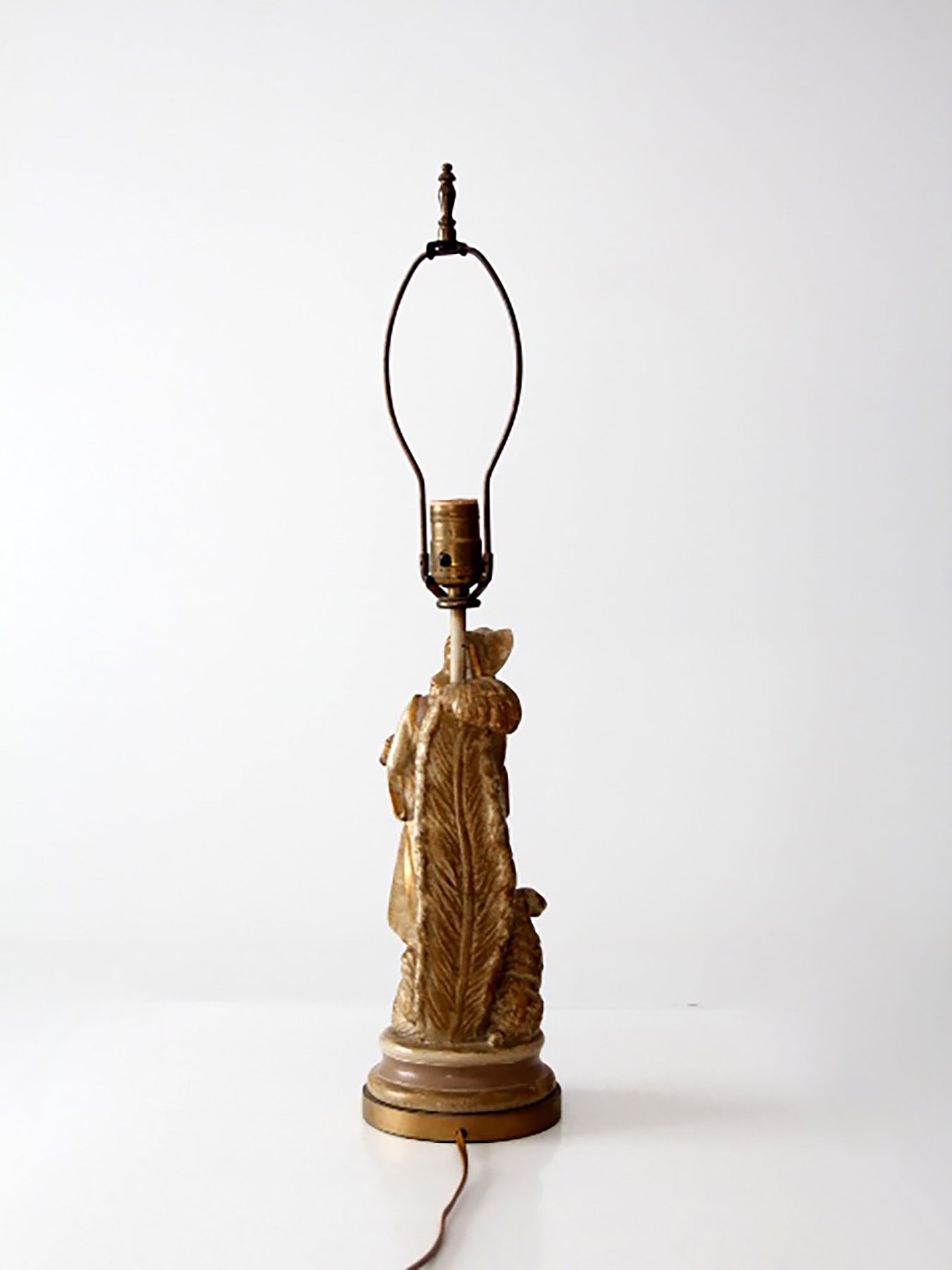 vintage pastoral figurative gilt table lamp