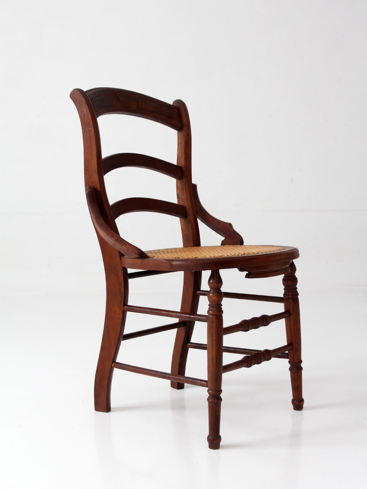 antique American Eastlake style cane seat chair
