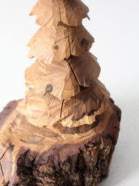 vintage carved wood tree sculpture