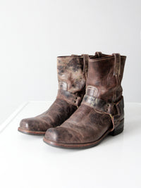 vintage Frye men's distressed brown leather harness boots | size 12