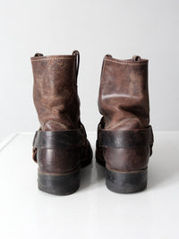 vintage Frye men's distressed brown leather harness boots | size 12