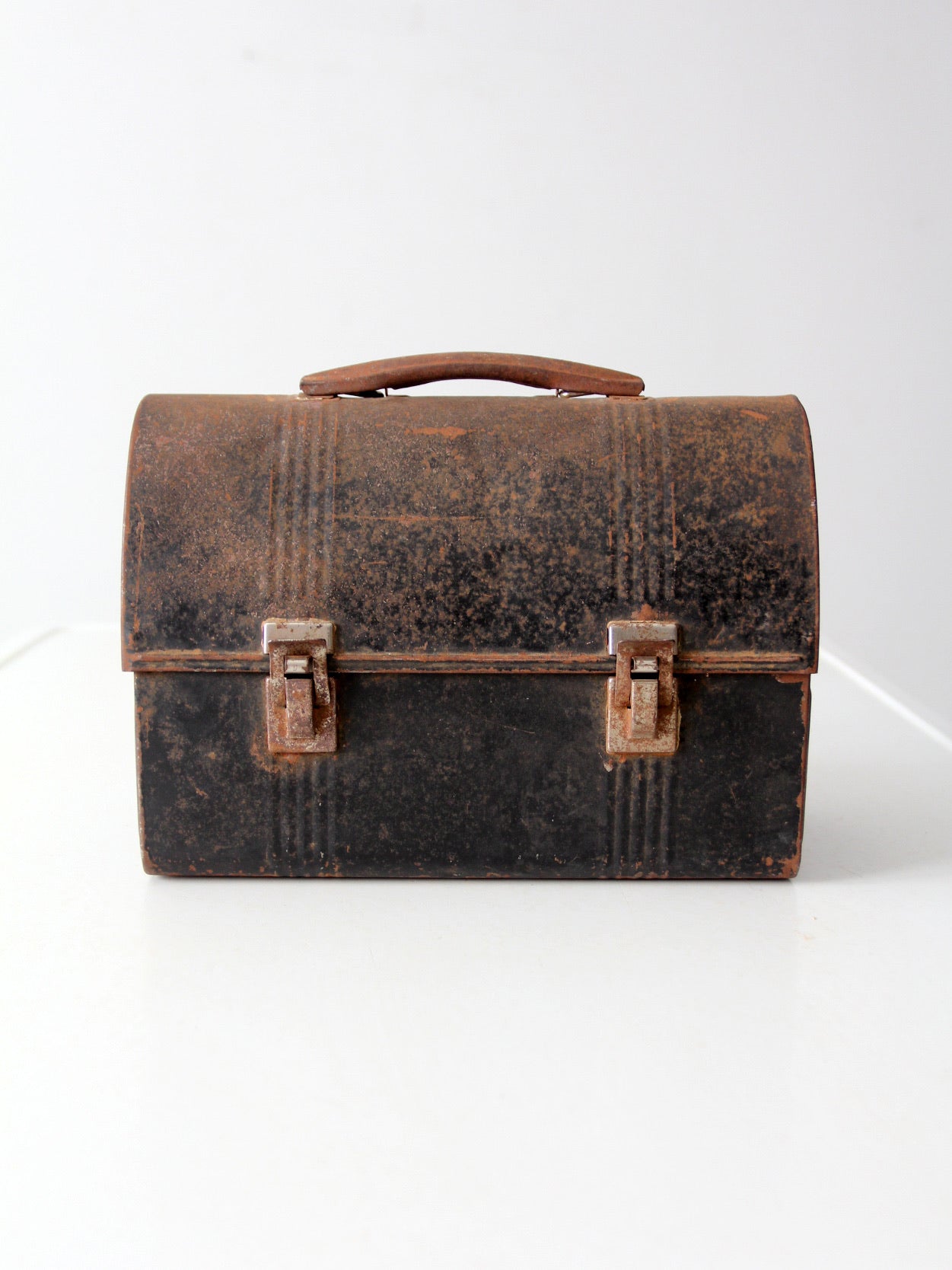 vintage black metal lunch box