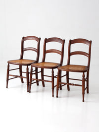 antique cane seat dining chairs | set of 3