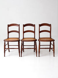antique cane seat dining chairs | set of 3