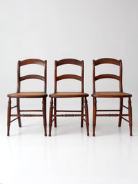 antique cane seat dining chairs | set of 3