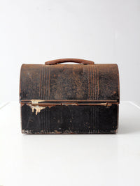vintage black metal lunch box