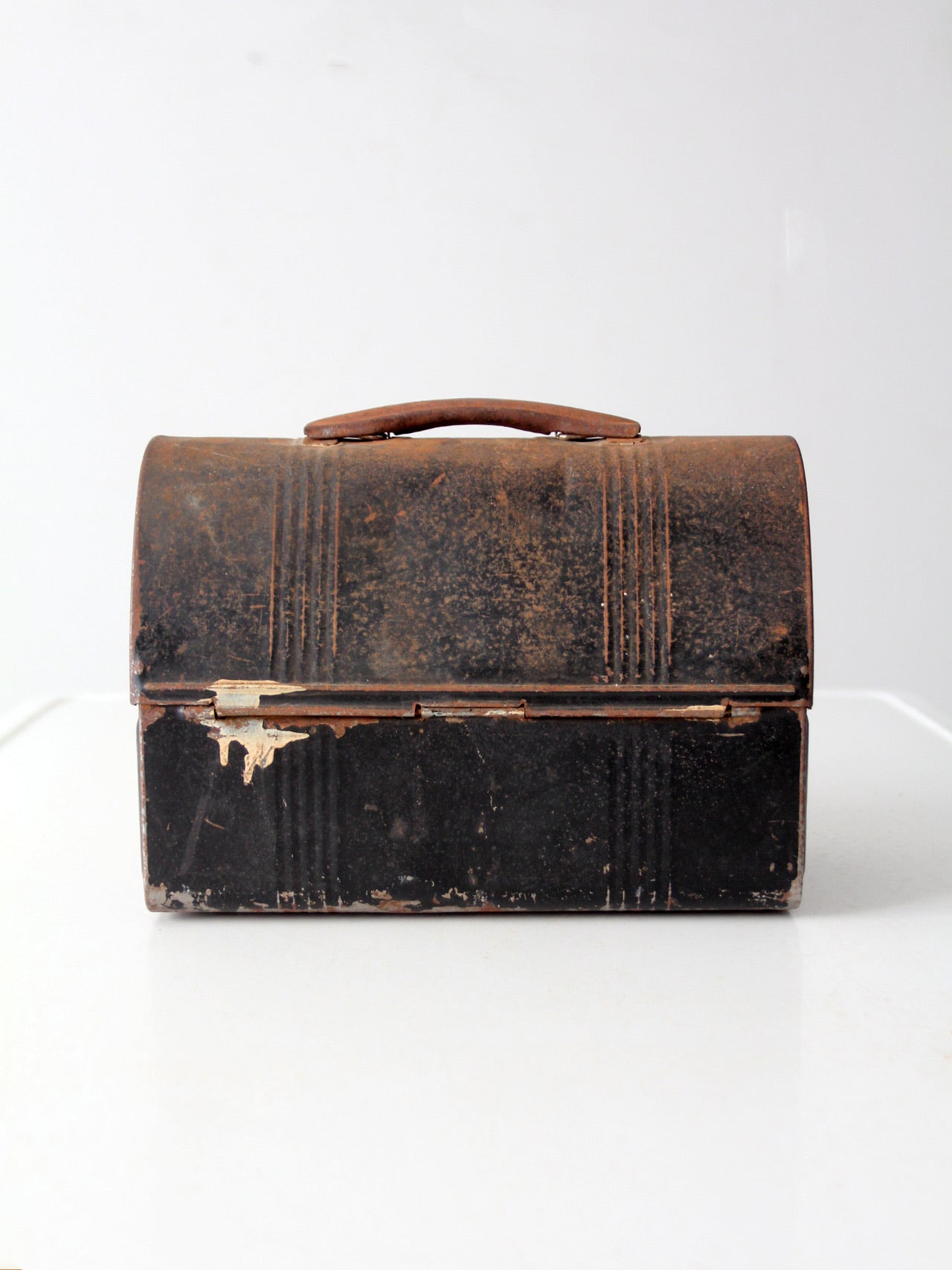 vintage black metal lunch box