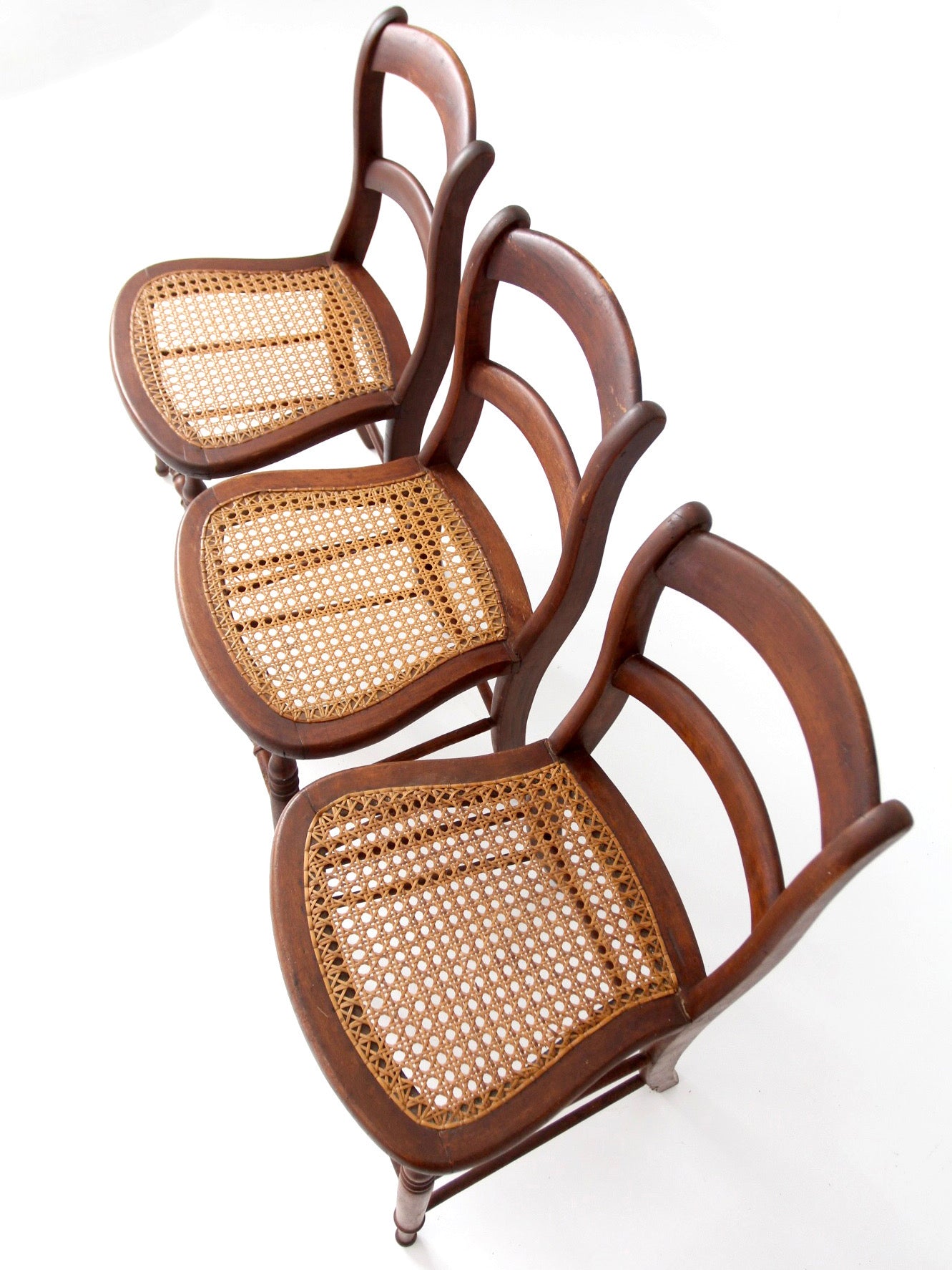 antique cane seat dining chairs | set of 3