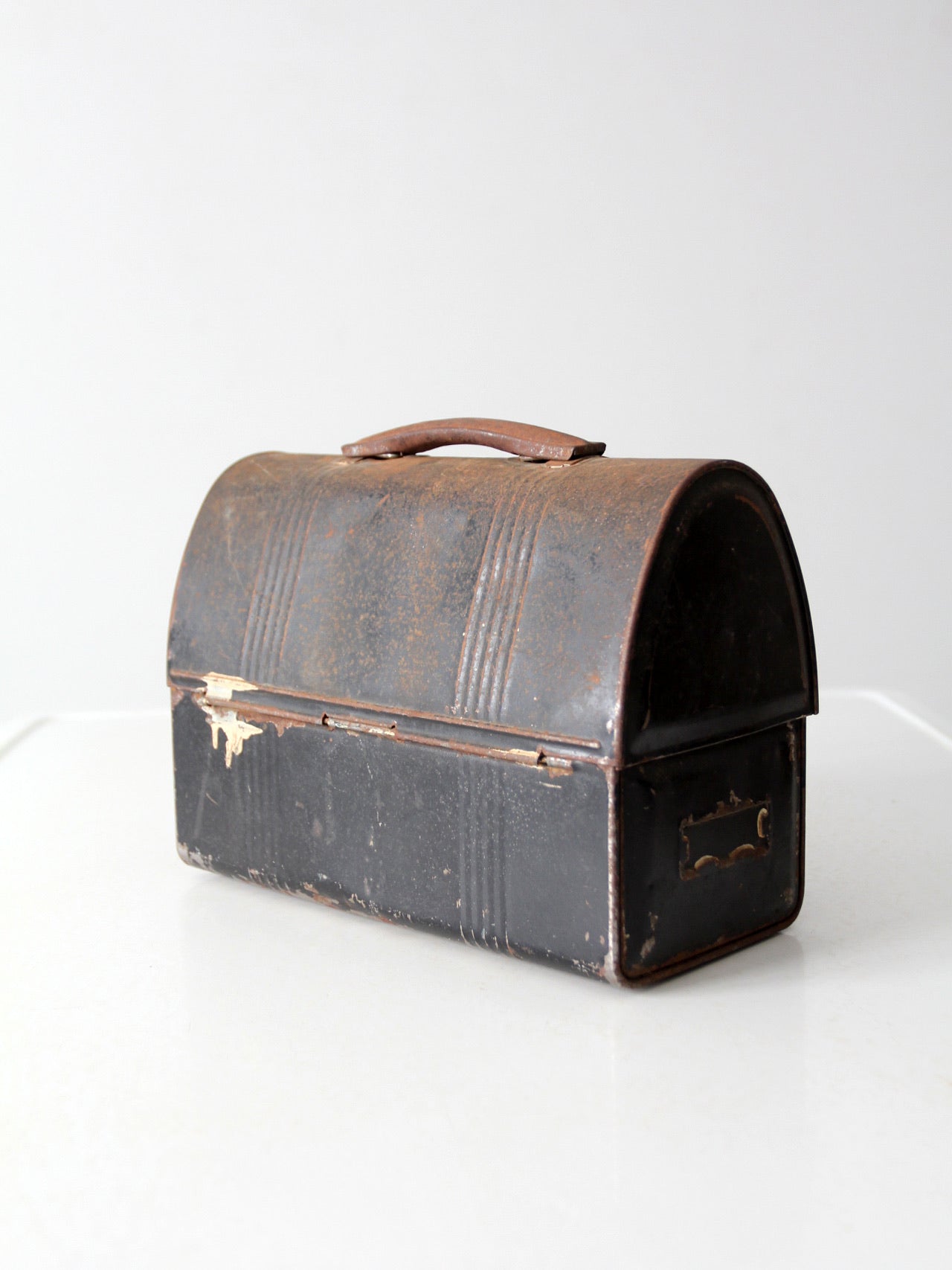 vintage black metal lunch box