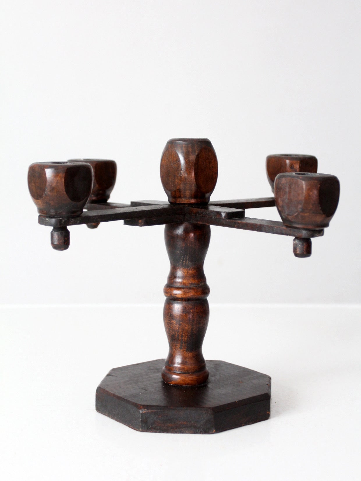 vintage Spanish Revival wood candelabra