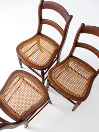 antique cane seat dining chairs | set of 3