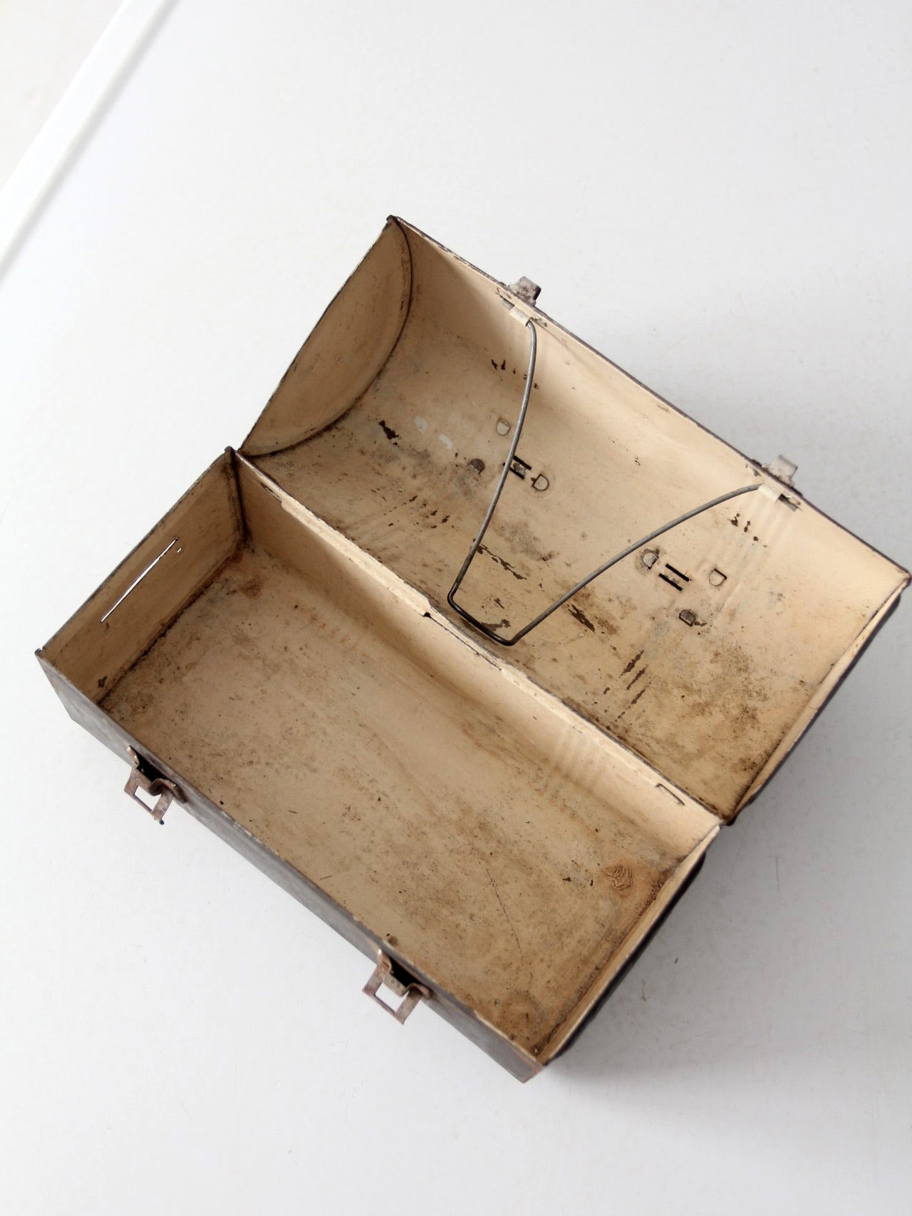 vintage black metal lunch box