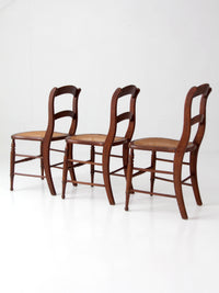 antique cane seat dining chairs | set of 3