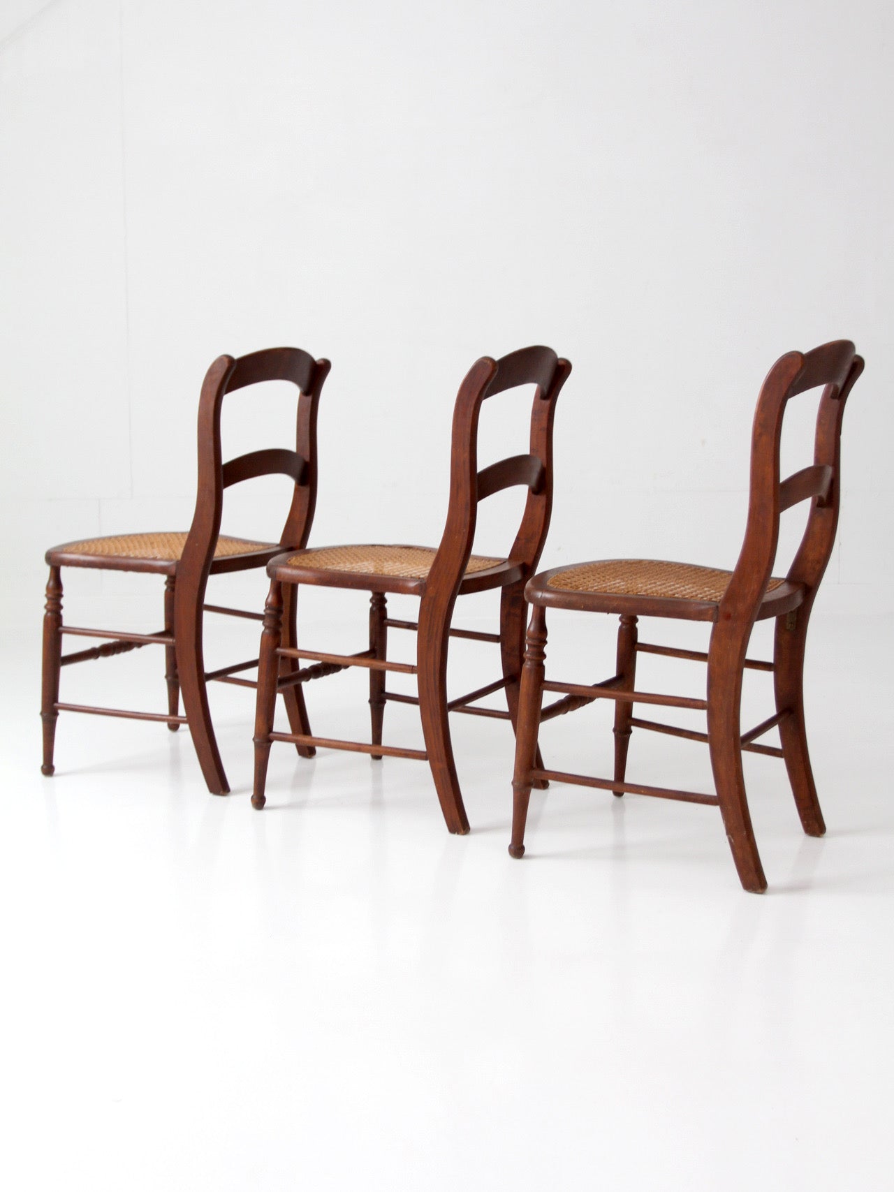 antique cane seat dining chairs | set of 3