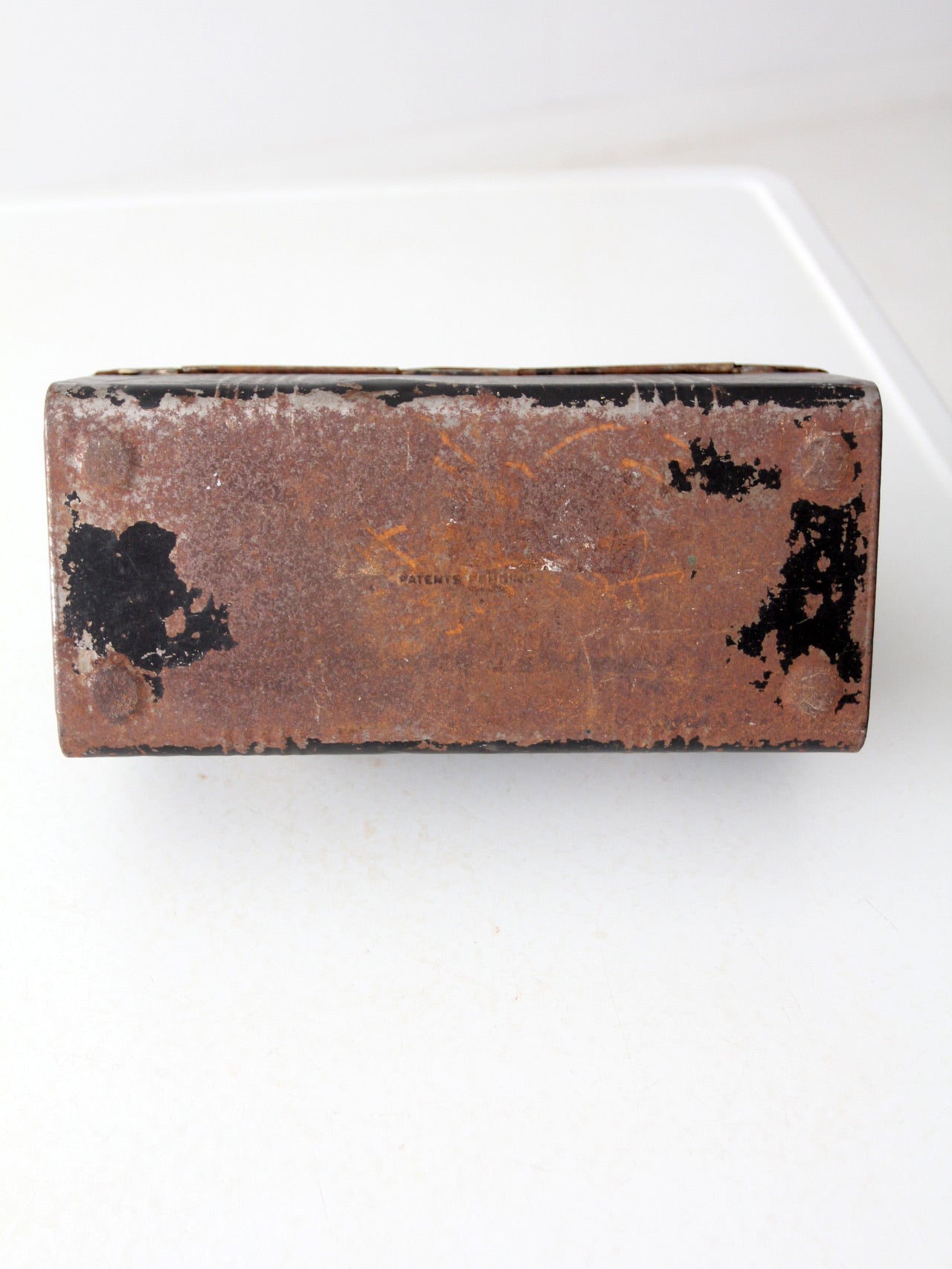 vintage black metal lunch box