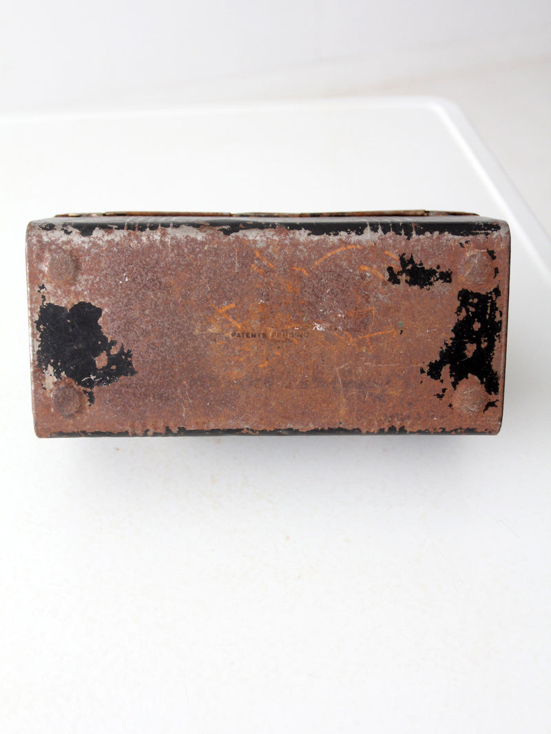 vintage black metal lunch box