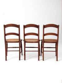 antique cane seat dining chairs | set of 3