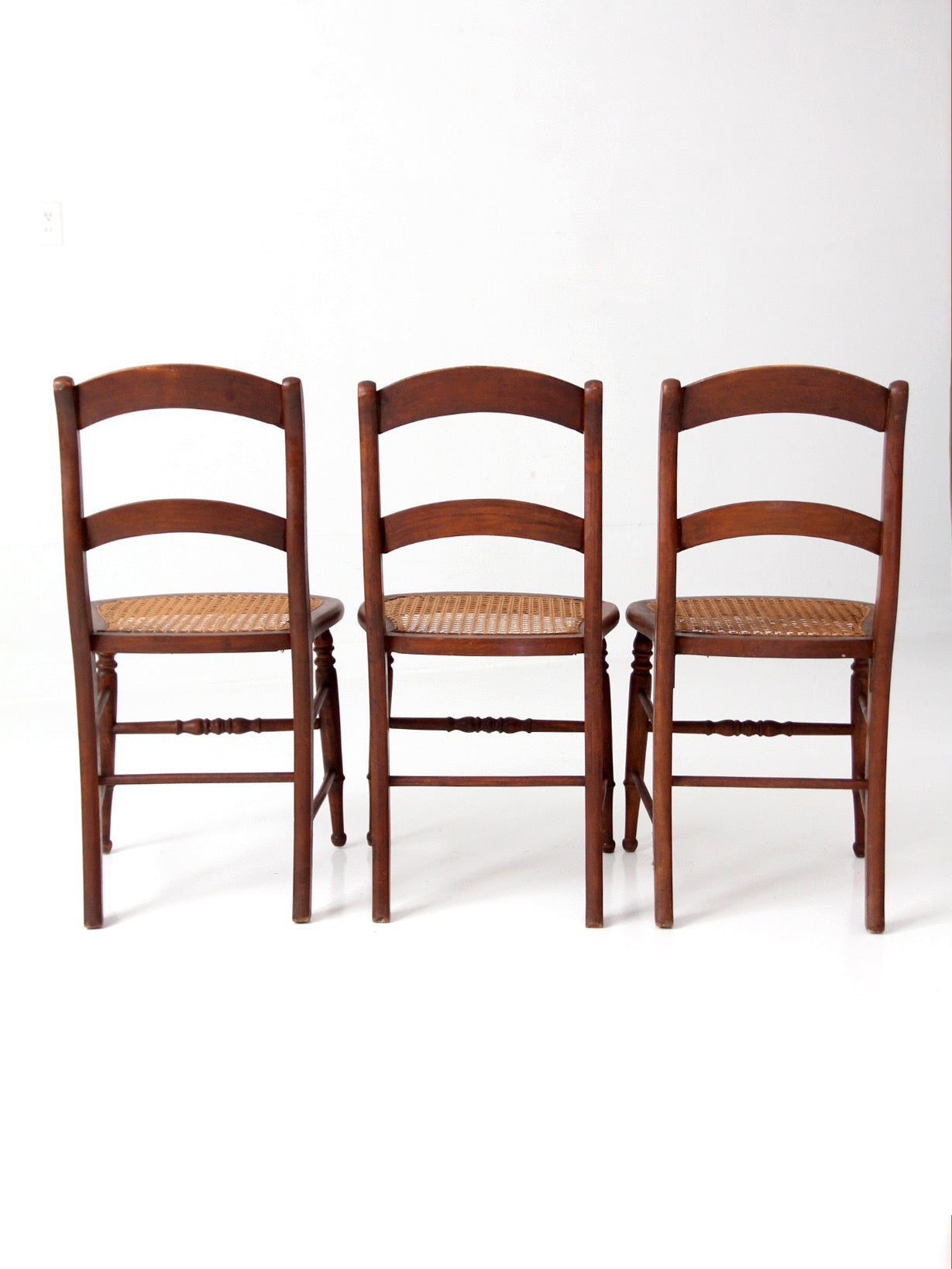 antique cane seat dining chairs | set of 3