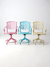 set of 3 vintage metal swivel patio chairs