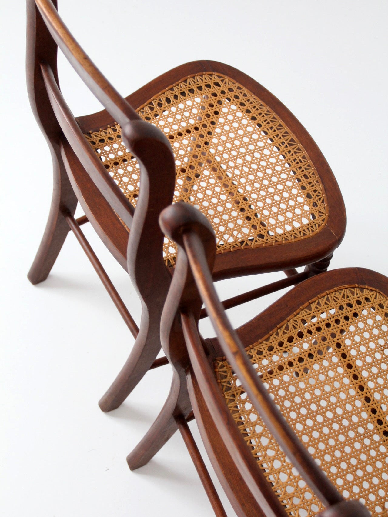 antique cane seat dining chairs | set of 3