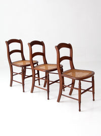 antique cane seat dining chairs | set of 3
