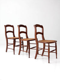 antique cane seat dining chairs | set of 3