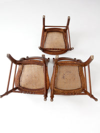 antique cane seat dining chairs | set of 3