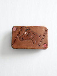 vintage leather horse buckle