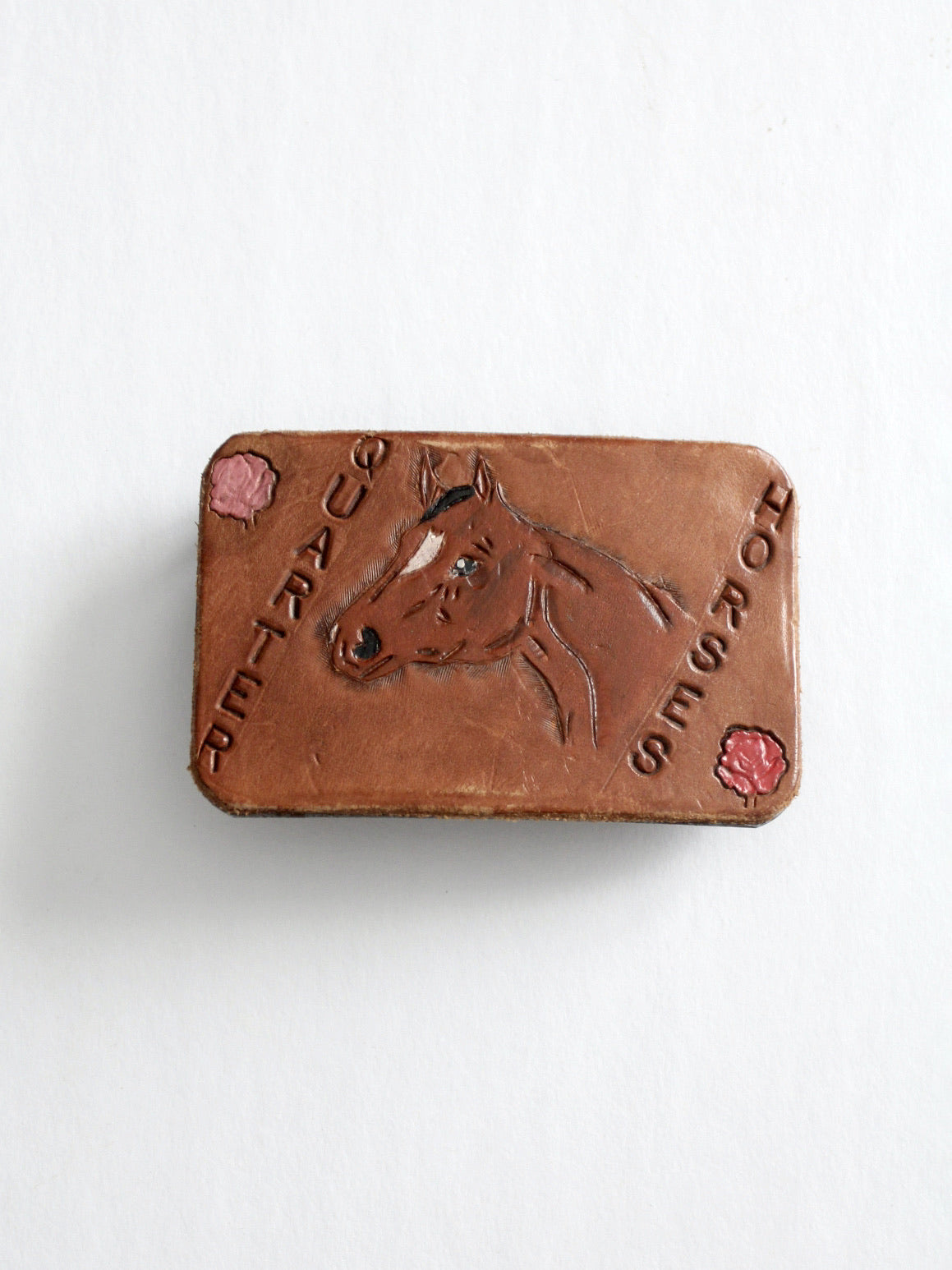 vintage leather horse buckle