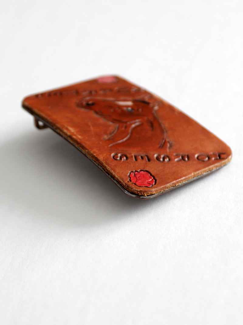 vintage leather horse buckle