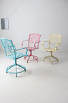 set of 3 vintage metal swivel patio chairs