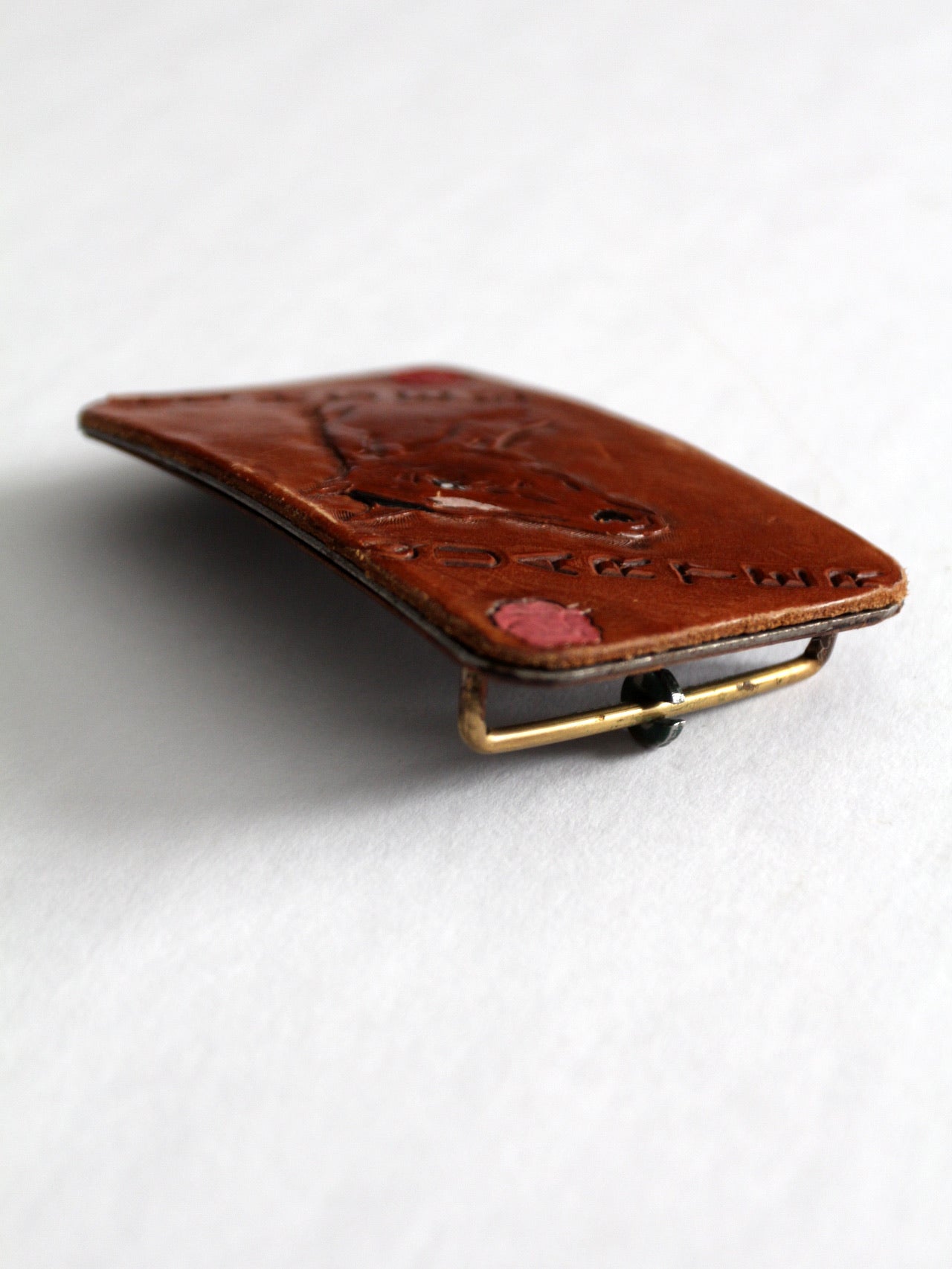 vintage leather horse buckle