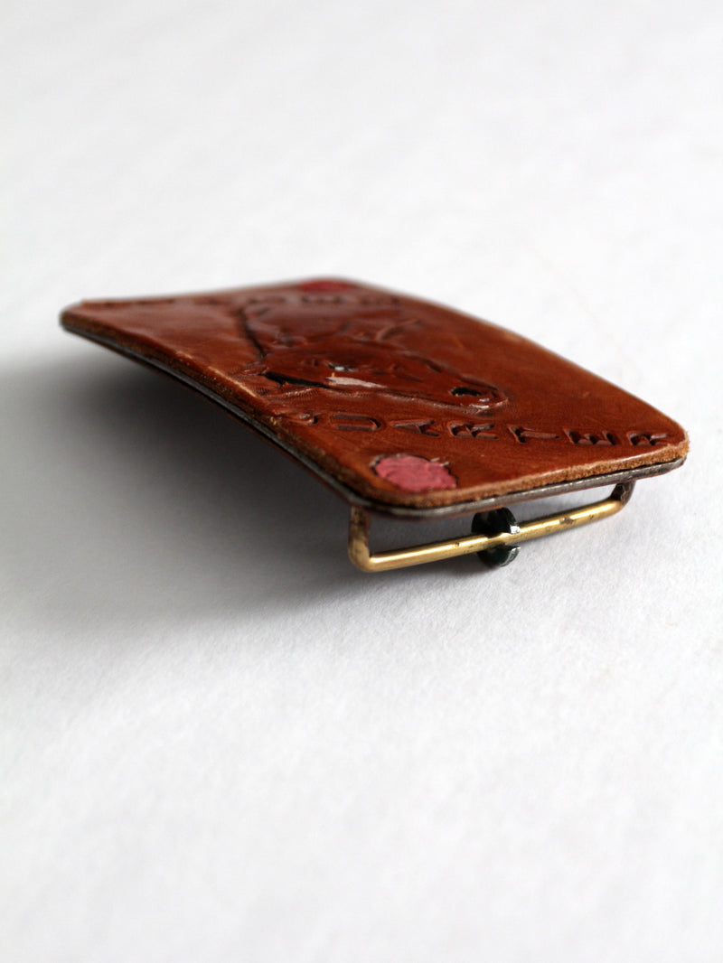 vintage leather horse buckle
