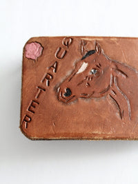 vintage leather horse buckle