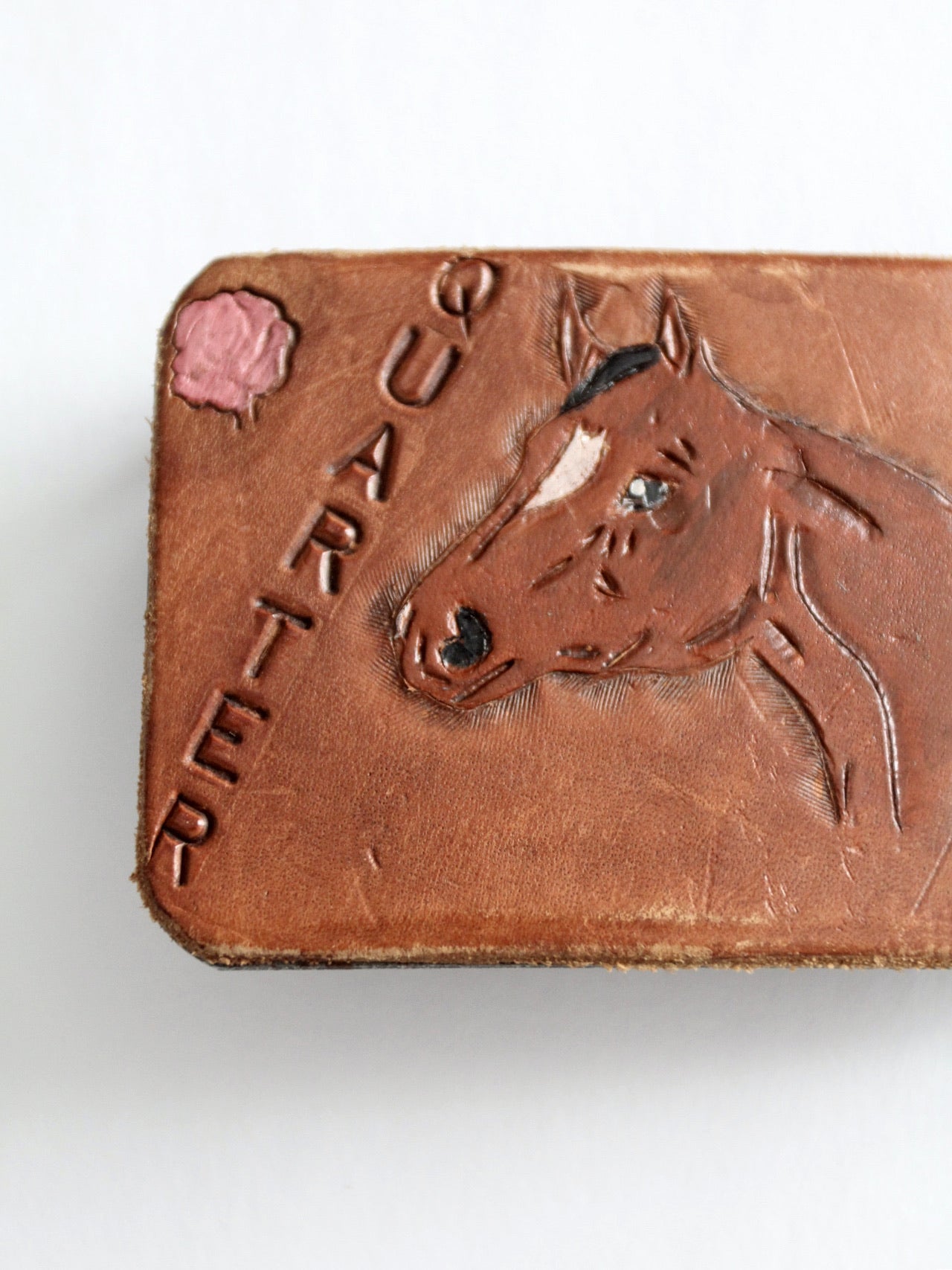 vintage leather horse buckle
